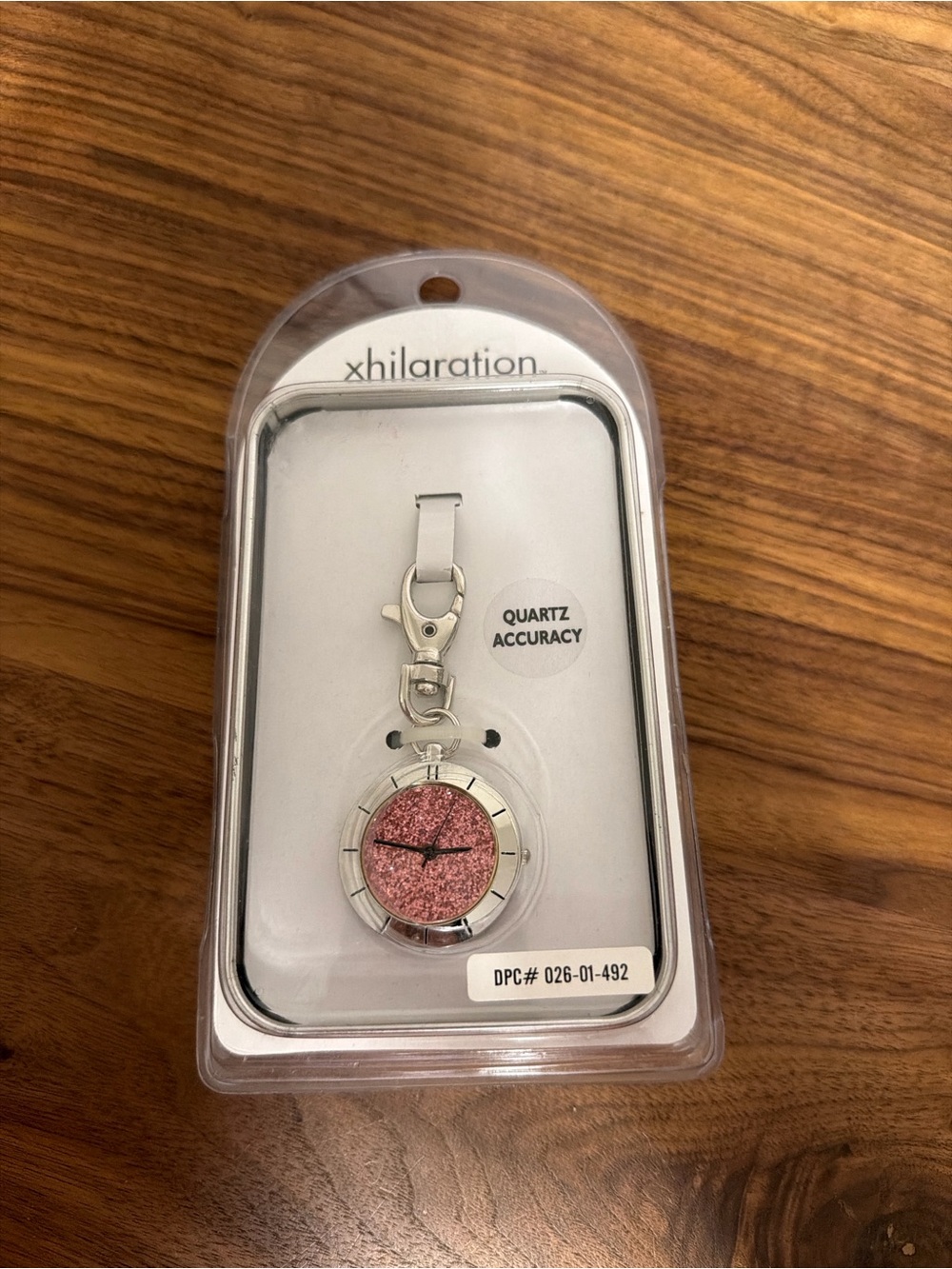 Target Xhilaration Pink Glitter Clip-On Nurse Fob Watch with Silver Clip